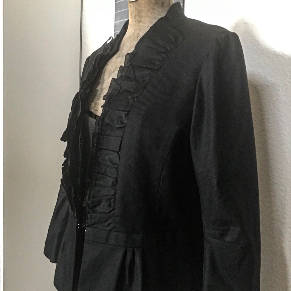 Ann Taylor Loft Black Ruffle Jacket
